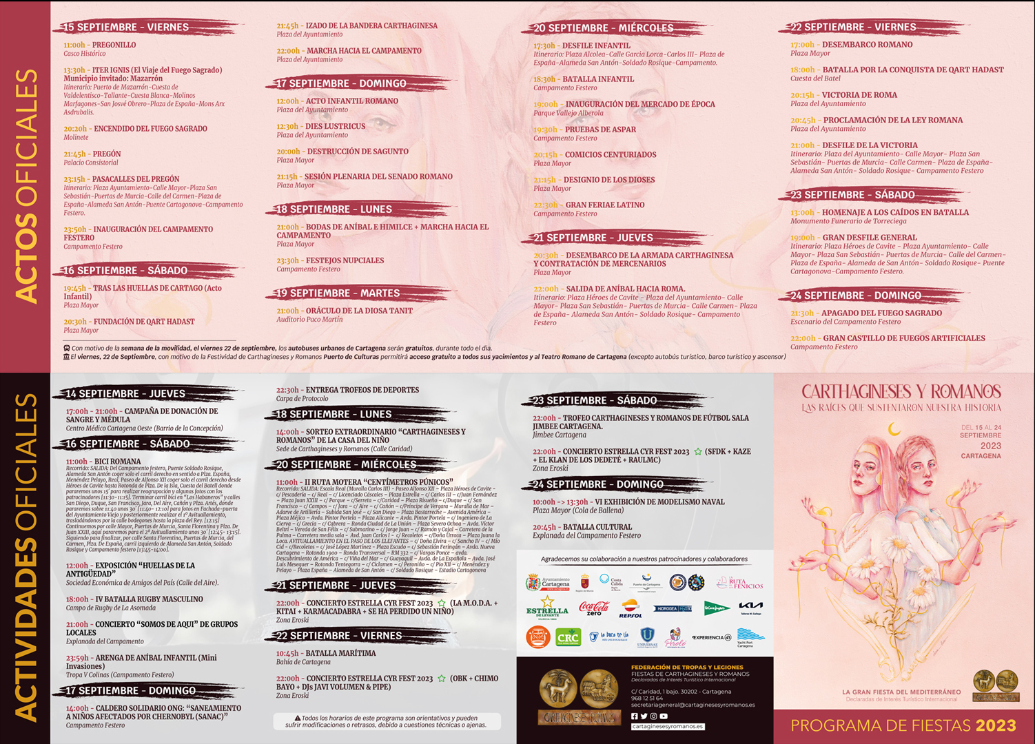 Programa de Actos Oficial de Carthagineses y Romanos 2023
